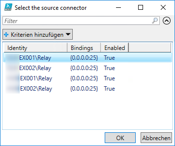 Receive connectors zu anderem Server kopieren