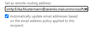 Onboarding Exchange Online: Remote Routing Adressen hinzufügen